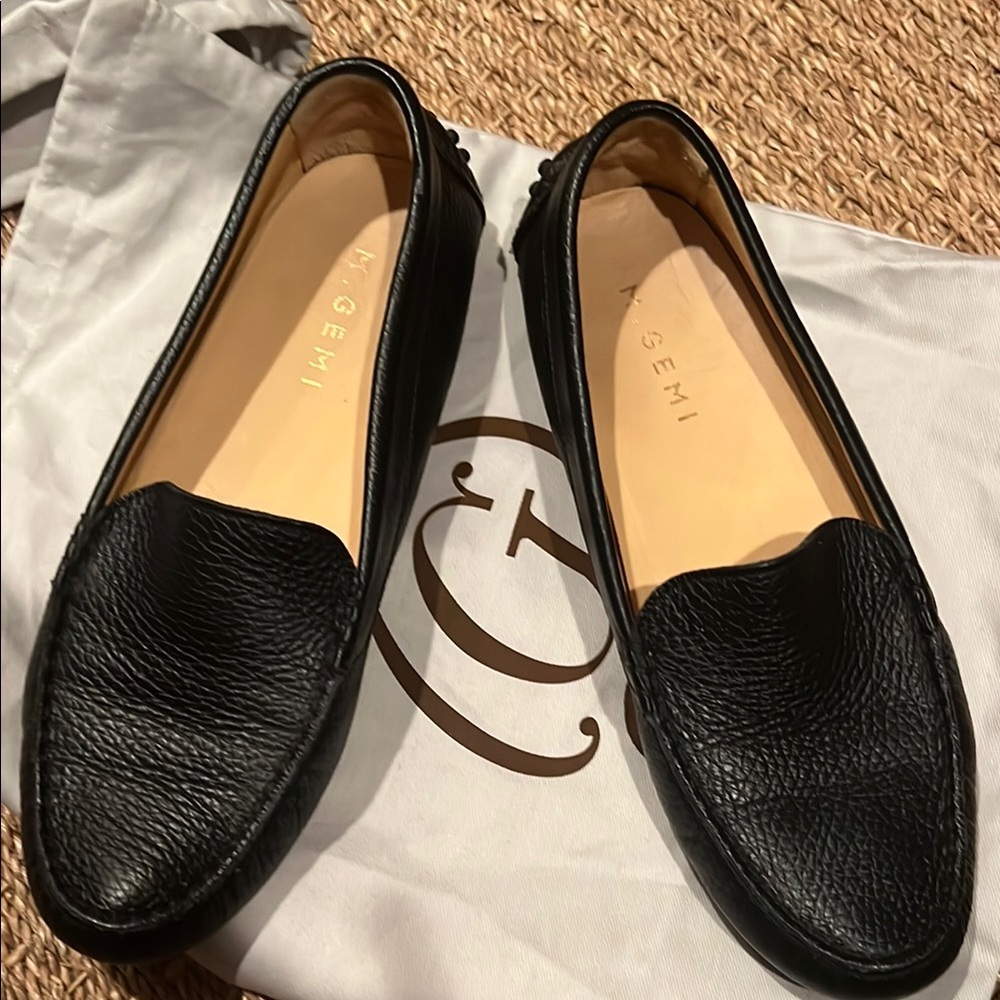 M. Gemi Black Leather Loafers